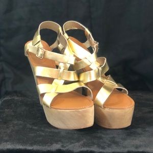 Gold, Chunky, Platform Sandals, by NYLA